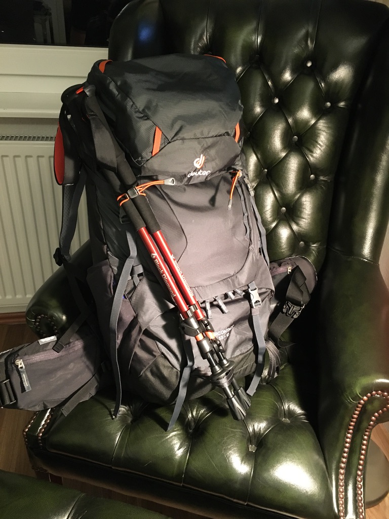 Backpack packed in Hamburg before the trip